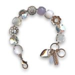 Bracelet By Mariana Woman Timeless White Shell Mineral and Clear Swarovski Crystals