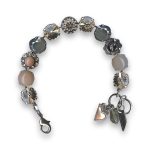 Bracelet by Mariana Fab Aventurine Pink Mineral and Greige Swarovski Crystals