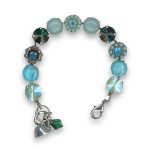 Bracelet by Mariana Elegant Turquoise Mineral and Emerald Swarovski Crystals