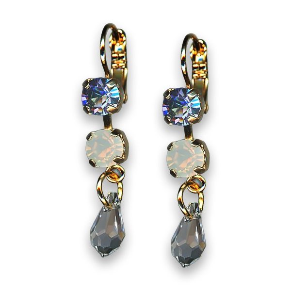 Earrings by Mariana Woman Dangling Black Diamond and Clear Swarovski Crystals