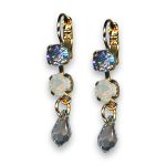 Earrings by Mariana Woman Dangling Black Diamond and Clear Swarovski Crystals - Image 2