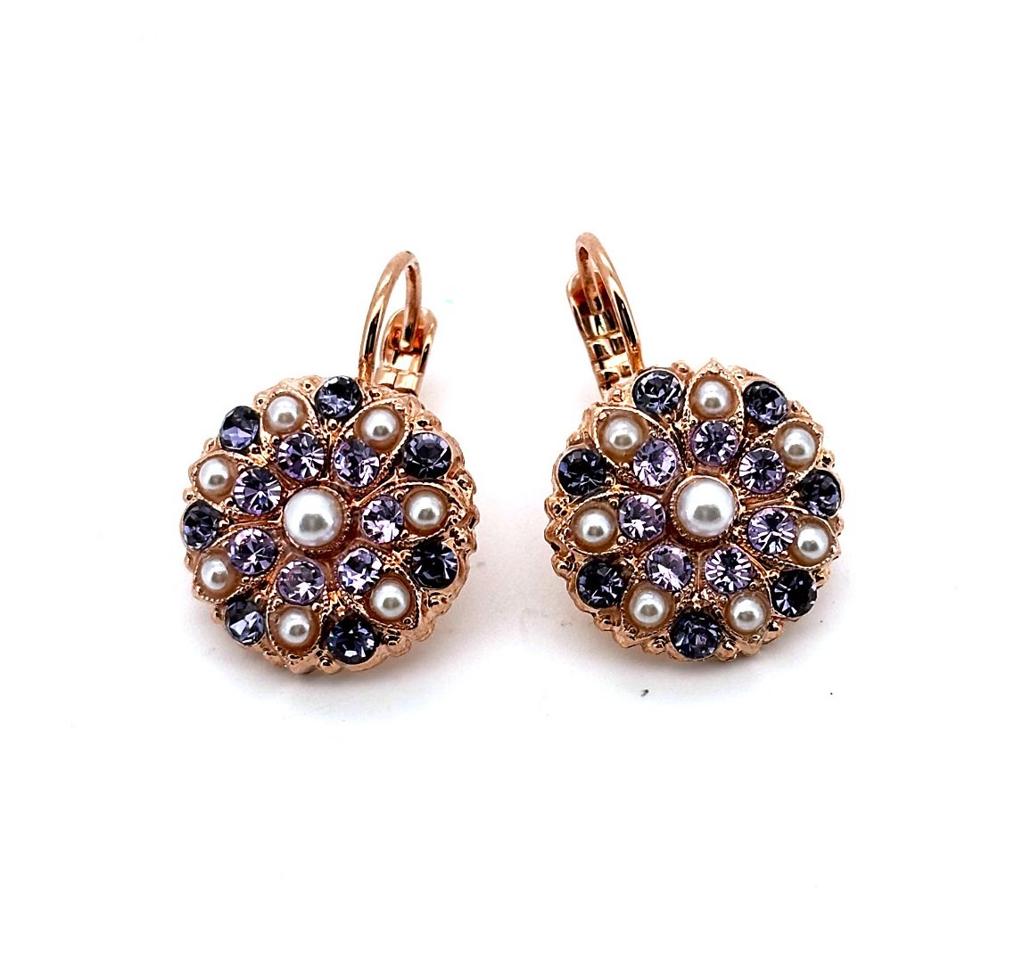 E-1029-139-10-RG6 (3) Earrings By Mariana Woman Beautiful Pearl and Denim Blue Swarovski Crystals - Image 1