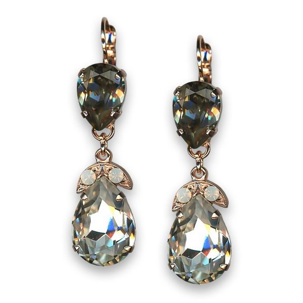 Earrings by Mariana Woman Glamorous Black Diamond and Clear Swarovski Crystals