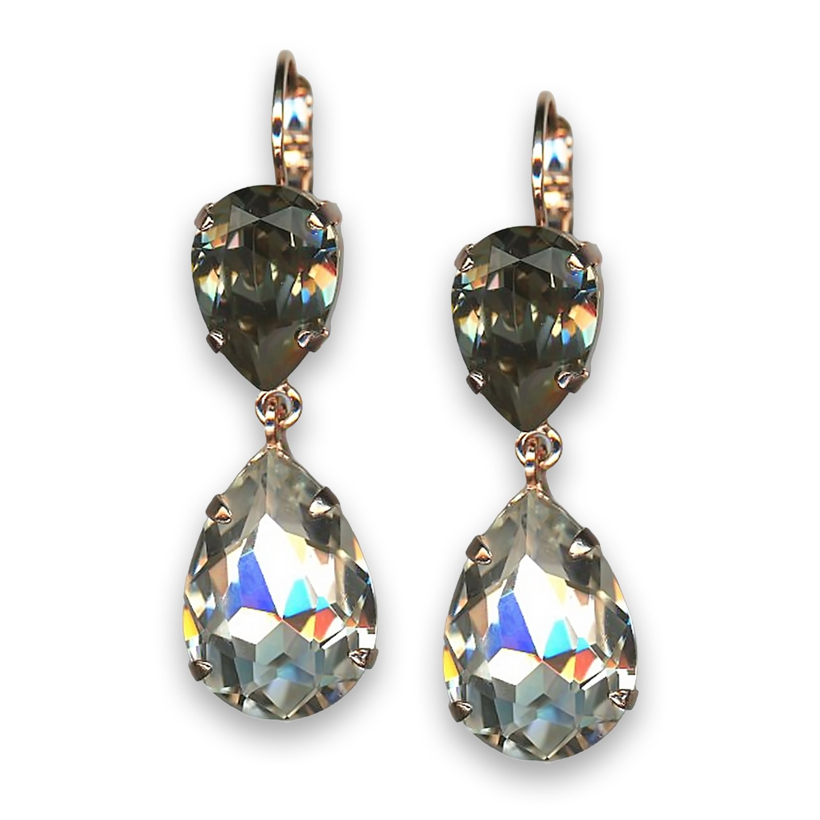 E-1032-40-1154-RG6 (1) Earrings by Mariana Woman Elegant Black Diamond and Clear Swarovski Crystals - Image 1