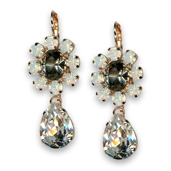 Earrings by Mariana Woman Luxurious Black Diamond and Clear Swarovski Crystals