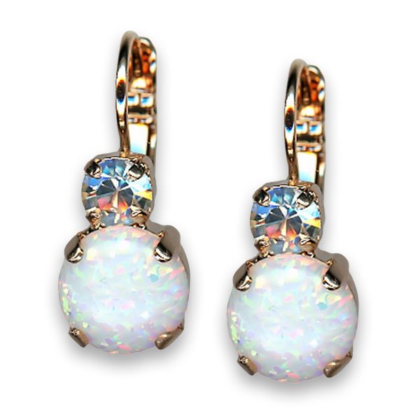 Earrings by Mariana Woman Charming Opal Mineral and Clear Swarovski Crystals