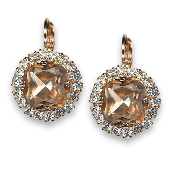 Earrings by Mariana Woman Exquisite Silk and Peach Swarovski Crystals