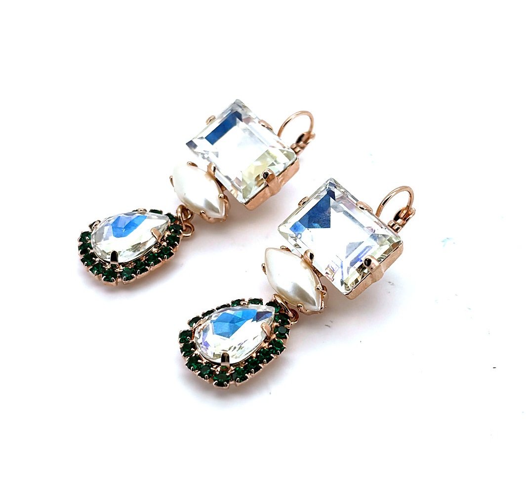 E-1098-30-MOL-4-RG6 (3) Earrings By Mariana Woman Luxurious Moonlight and Pearl Swarovski Crystals - Image 1