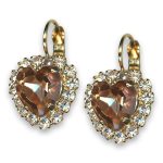 Earrings by Mariana Woman Heart Encrusted Silk and Clear Swarovski Crystals - Image 2
