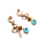 Earrings By Mariana Woman Dangling Jasper Mineral and Laguna Swarovski Crystals - Image 3