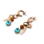Earrings By Mariana Woman Dangling Jasper Mineral and Laguna Swarovski Crystals - Image 2