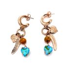 Earrings By Mariana Woman Dangling Jasper Mineral and Laguna Swarovski Crystals