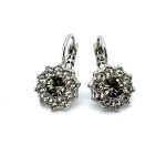 Earrings By Mariana Woman Floral Black Diamond And Clear Swarovski Crystals