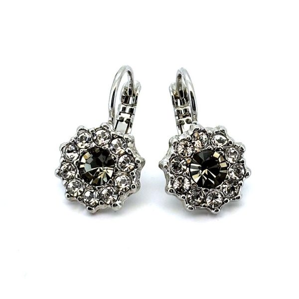 Earrings By Mariana Woman Floral Black Diamond And Clear Swarovski Crystals
