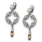 Earrings by Mariana Woman Leafy Vine Clear and Opal Swarovski Crystals - Image 2