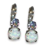 Earrings by Mariana Woman Dainty Opal Mineral and Vitral Swarovski Crystals - Image 3