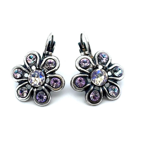Earrings by Mariana Woman Floral Vitral and Clear Swarovski Crystals