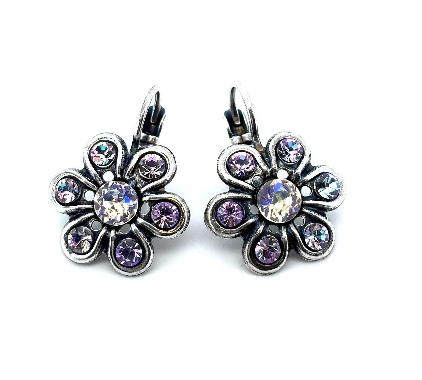 E-1195-1154-SP6 (3) Earrings by Mariana Woman Floral Vitral and Clear Swarovski Crystals - Image 1