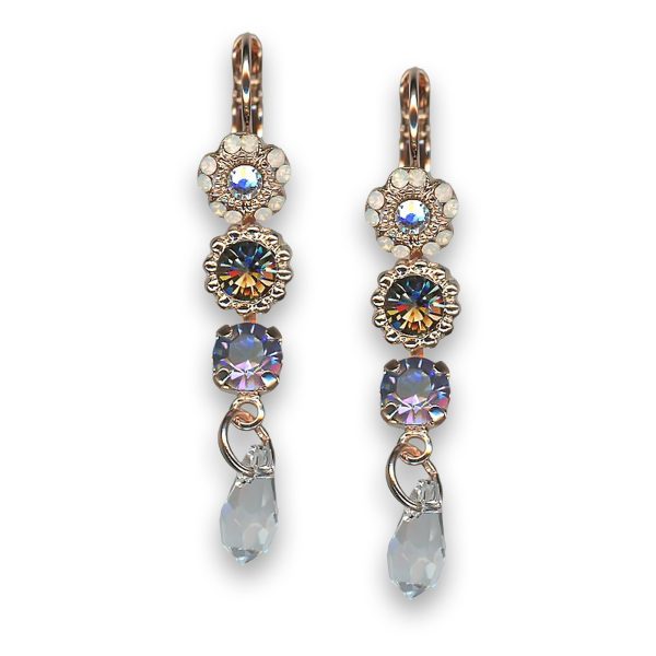 Earrings by Mariana Woman Dangling Floral Clear and Opal Swarovski Crystals