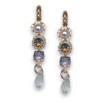 Earrings by Mariana Woman Dangling Floral Clear and Opal Swarovski Crystals - Image 3