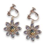 Earrings by Mariana Woman Fab Floral Vitral and Black Diamond Swarovski Crystals - Image 2