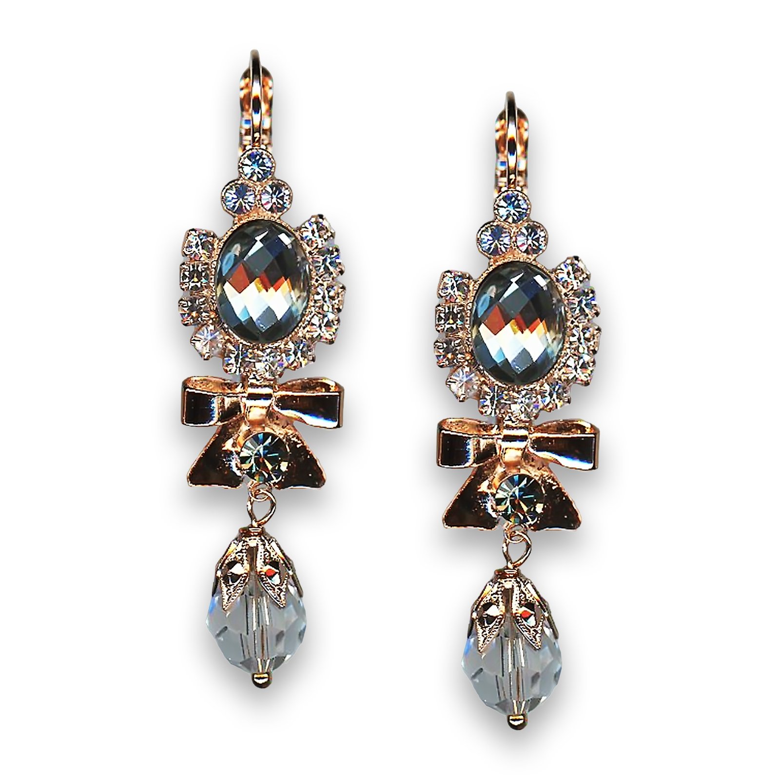 E-1416-2-1154-RG6 (1) Earrings by Mariana Woman Elegant Black Diamond and Clear Swarovski Crystals - Image 1