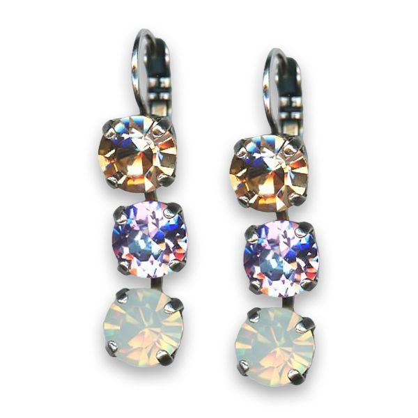 Earrings by Mariana Woman Triple Tier Silk and Vitral Swarovski Crystals