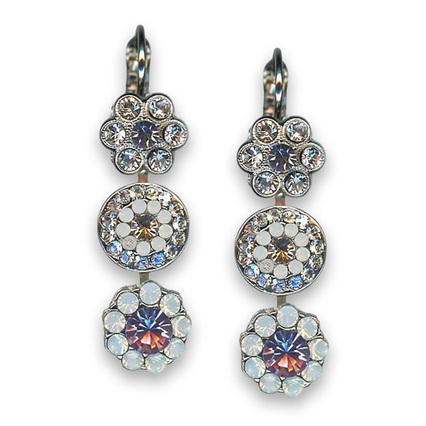 Earrings by Mariana Woman Dangling Floral Opal and Clear Swarovski Crystals