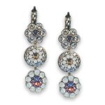 Earrings by Mariana Woman Dangling Floral Opal and Clear Swarovski Crystals - Image 3