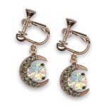 Earrings by Mariana Woman Crescent Black Diamond and Opal Swarovski Crystals - Image 2