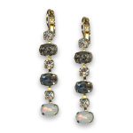 Earrings by Mariana Woman Glamorous Black Diamond and Opal Swarovski Crystals - Image 2