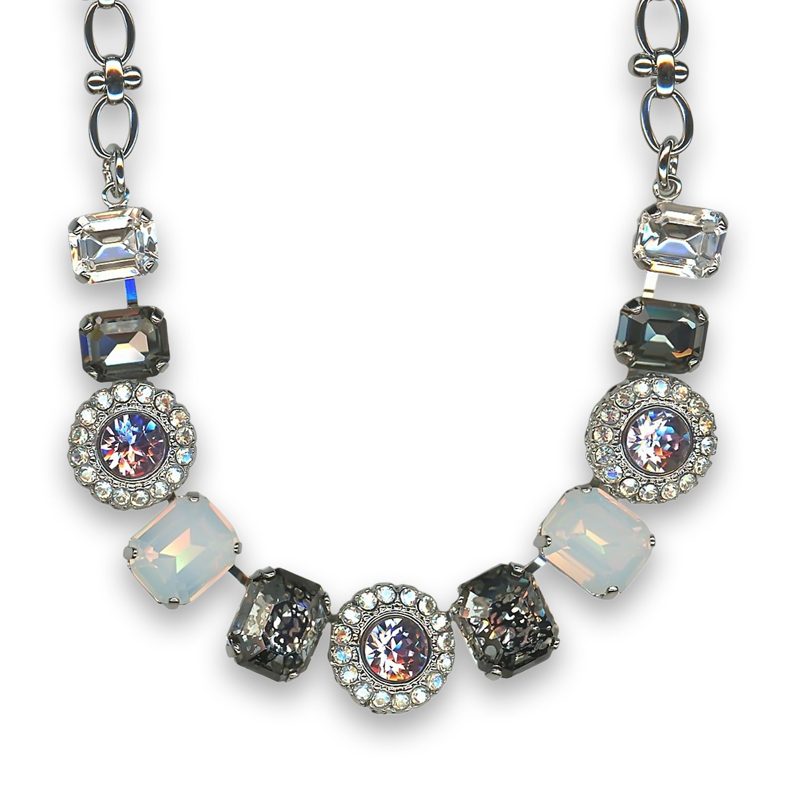 N-3014-3-1154-RO (1) Necklace by Mariana Woman Luxurious Black Diamond and Opal Swarovski Crystals - Image 1