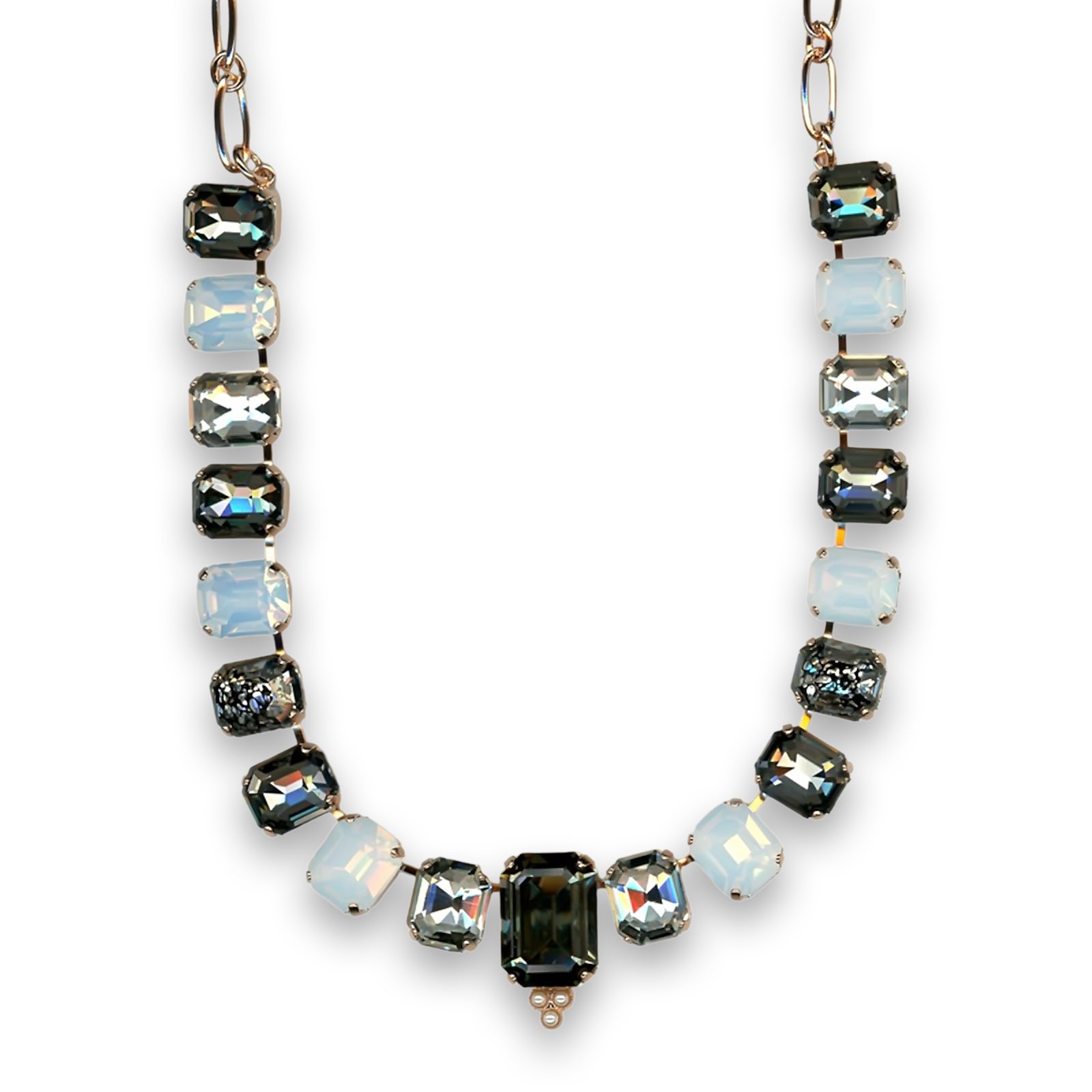 N-3014-8-1154-RG (1) Necklace by Mariana Woman Elegant Black Diamond and Clear Swarovski Crystals - Image 1