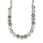 Necklace by Mariana Woman Floral White Shell Mineral and Silk Swarovski Crystals - Image 2