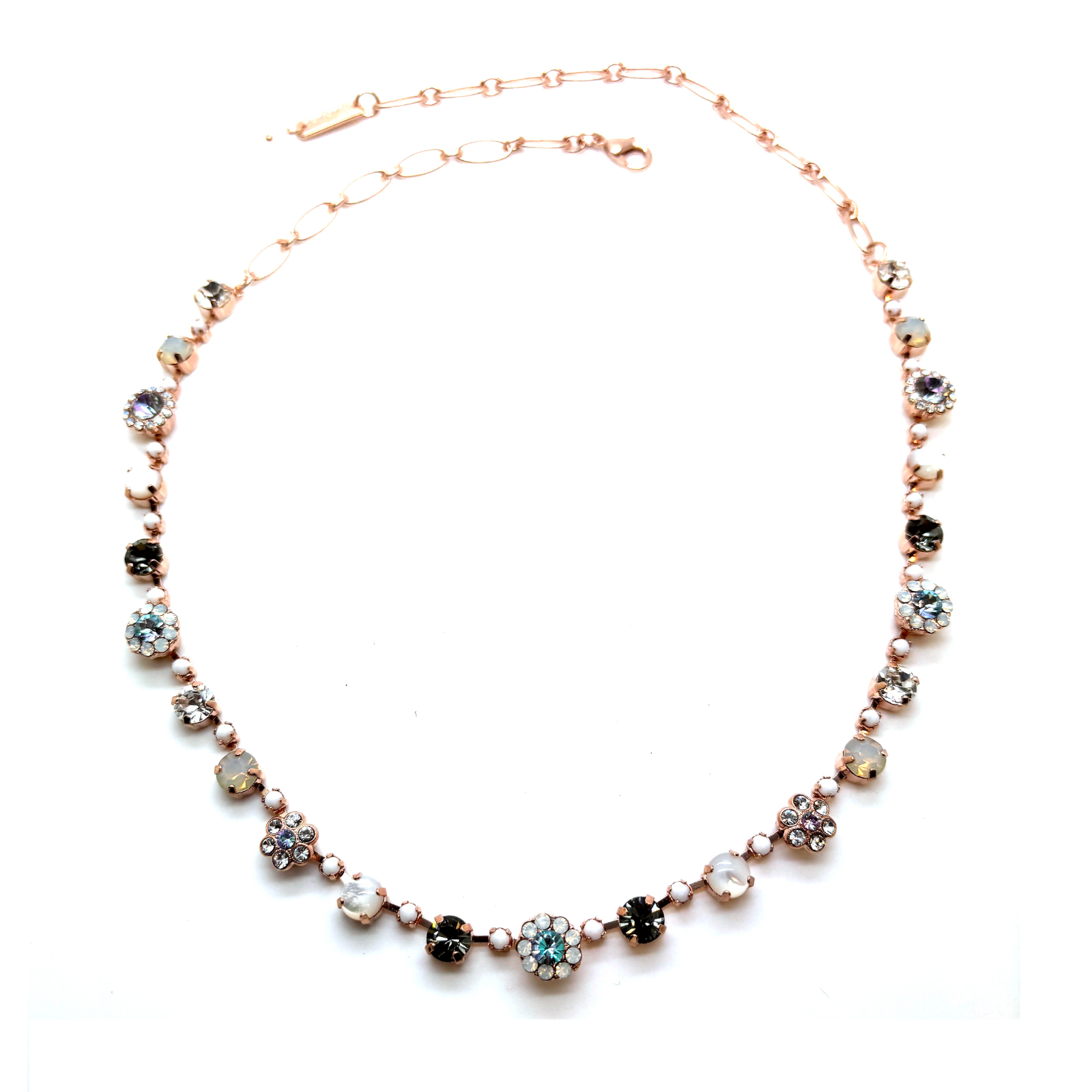 N-3173-30-M1154-RG (3) Necklace By Mariana Woman Dainty White Shell Mineral and Opal Swarovski Crystals - Image 1
