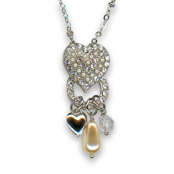 Necklace Pendant by Mariana Woman Elegant Pearl and Clear Swarovski Crystals