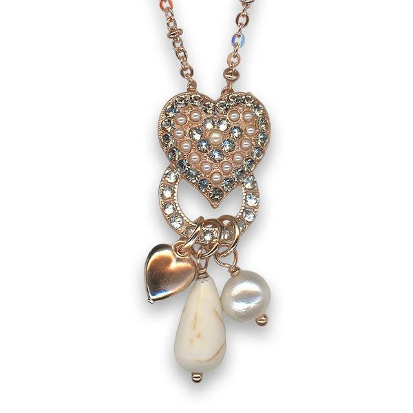 Necklace Pendant by Mariana Woman Exquisite White Jade Mineral and Pearl Swarovski Crystals