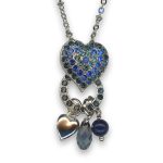Necklace Pendant by Mariana Woman Gorgeous Lapis Lazuli Mineral and Sapphire Swarovski Crystals