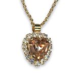 Necklace Pendant by Mariana Woman Heart Encrusted Silk and Clear Swarovski Crystals - Image 3
