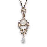 Necklace Pendant by Mariana Woman Lovely White Shell Mineral and Clear Swarovski Crystals - Image 2