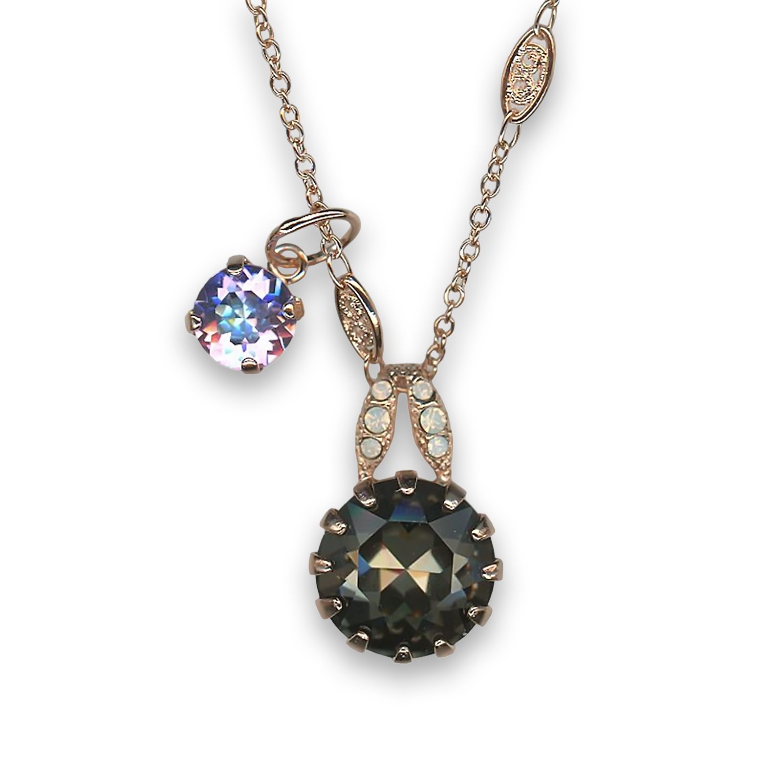N-5133-2-1154-RG (1) Necklace Pendant by Mariana Woman Exquisite Black Diamond and Vitral Swarovski Crystals - Image 1