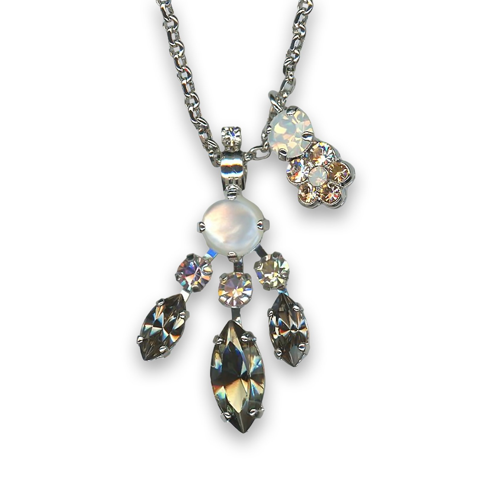 N-5211-M1154-SP (1) Necklace Pendant by Mariana Woman Fab White Shell Mineral and Black Diamond Swarovski Crystals - Image 1