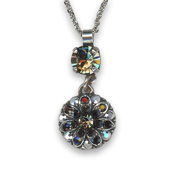 Necklace Pendant by Mariana Woman Luxurious Jet and Hematite Swarovski Crystals