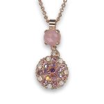 Necklace Pendant by Mariana Woman Lovely Rose Quartz Mineral and Opal Swarovski Crystals