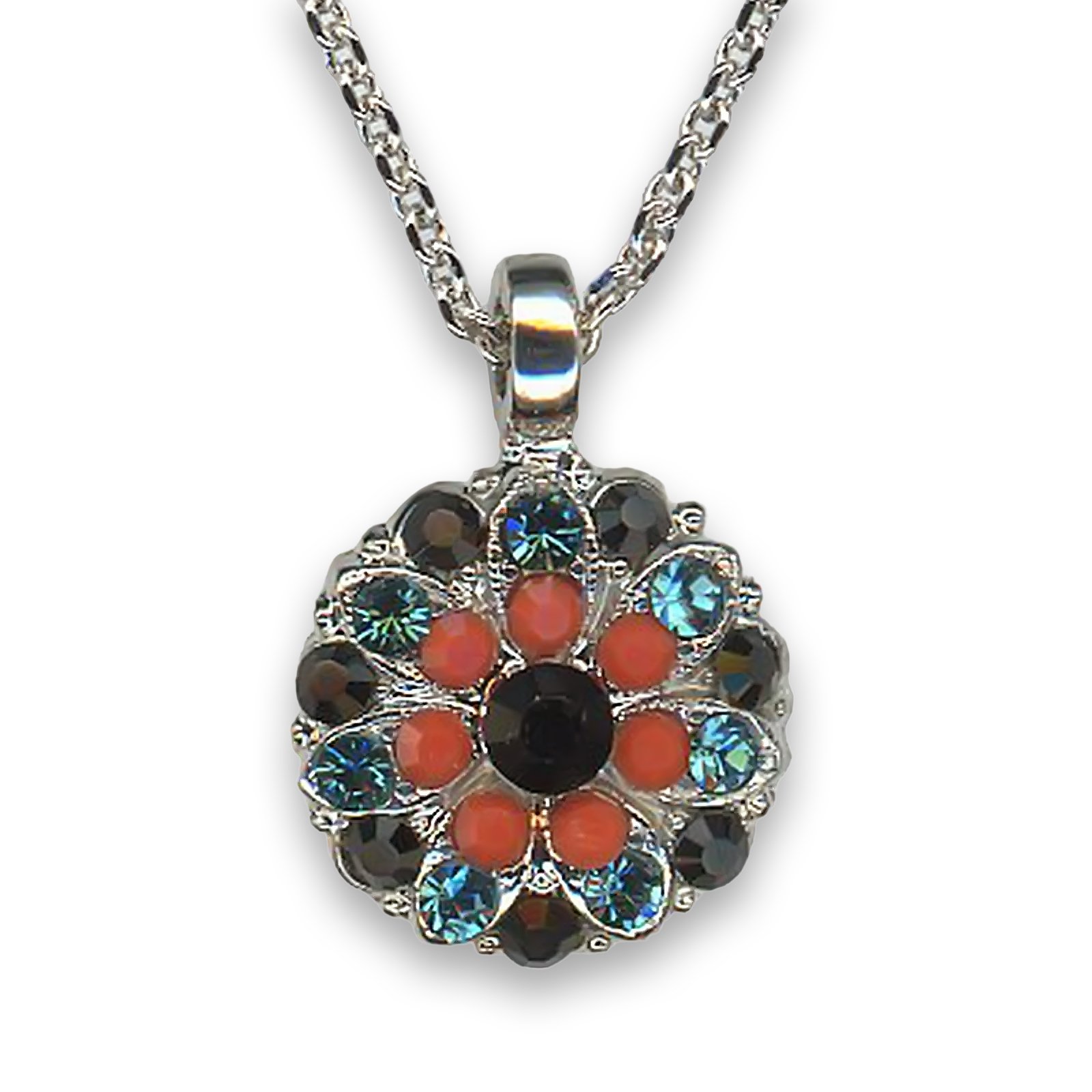 N-5212-1098-SP (1) Necklace Pendant by Mariana Woman Glamorous Jet and Coral Swarovski Crystals - Image 1