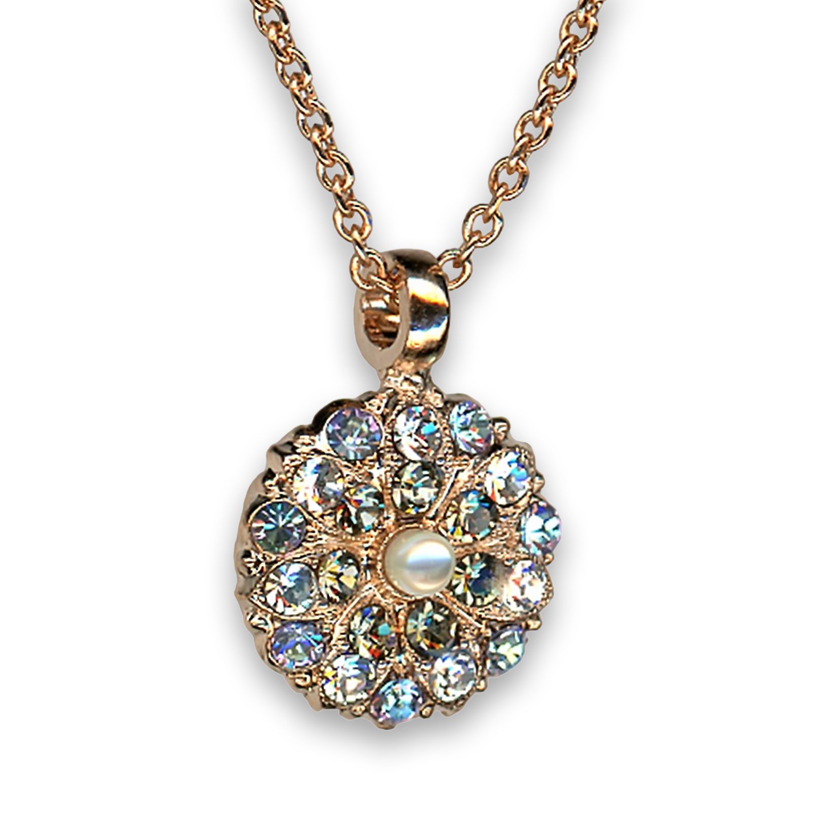 N-5212-1154-RG (1) Necklace Pendant by Mariana Woman Floral Pearl and Vitral Swarovski Crystals - Image 1