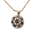 Necklace Pendant By Mariana Woman Pearl and Denim Blue Swarovski Crystals