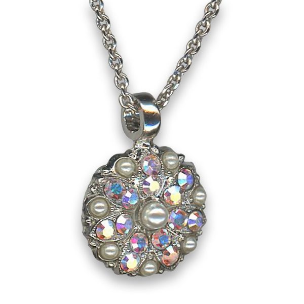 Necklace Pendant by Mariana Woman Glitzy AB and Pearl Swarovski Crystals