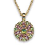 Necklace Pendant by Mariana Woman Beautiful Rose and Peridot Swarovski Crystals