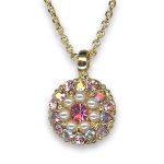 Necklace Pendant by Mariana Woman Lovely Pearl Mineral and Rose Swarovski Crystals